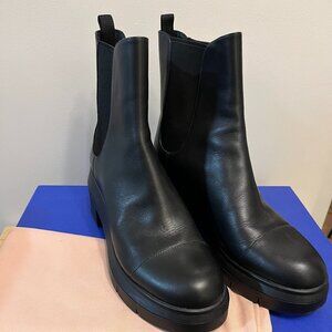 Stuart Weitzman Black Leather Platform Chelsea Booties